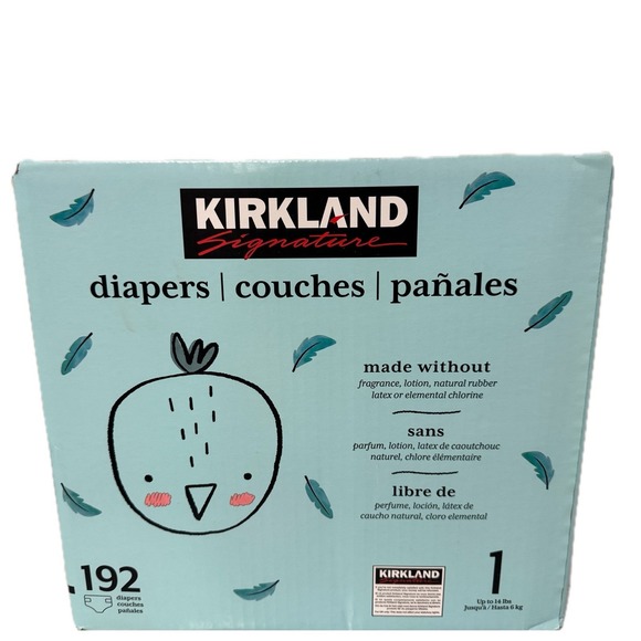 Kirkland Diapers for Infants Size 1 - New In Box Baby - 192 Count Free Shipping - Picture 2 of 4